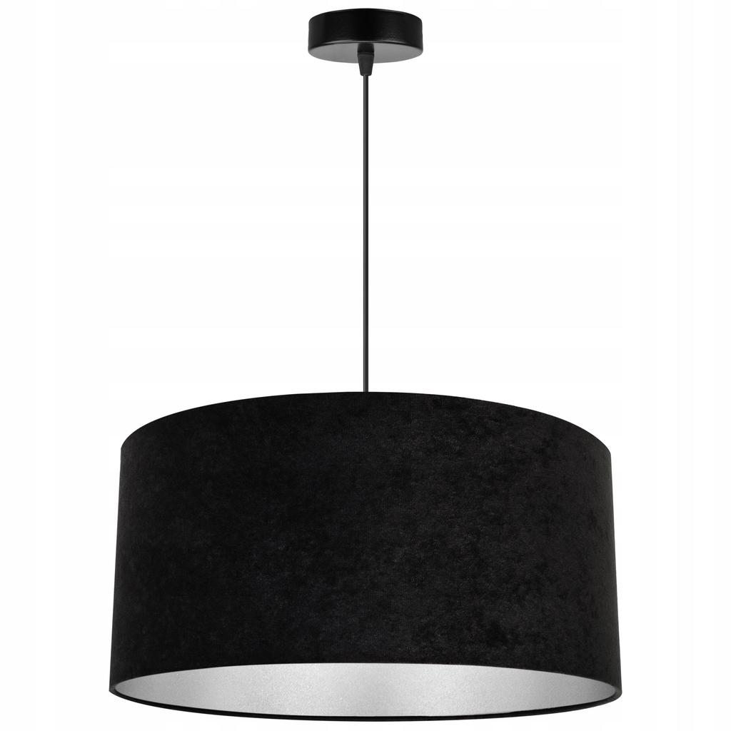 Pendant lamp, ceiling chandelier, chrome, velvet lampshade