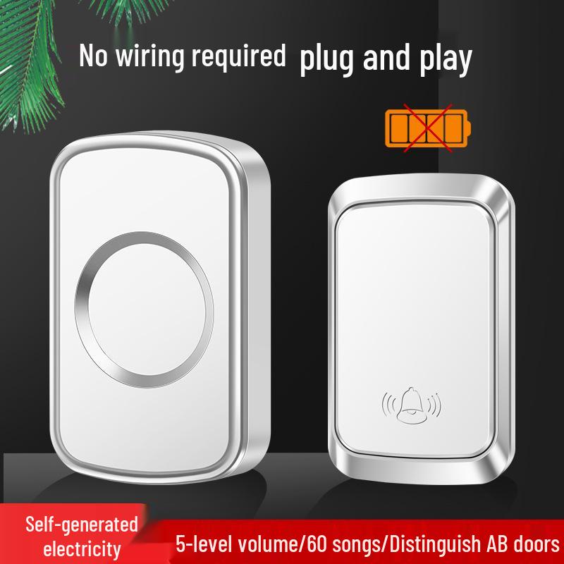 Wireless Waterproof Self-Powered Doorbell for Home with Ultra-Long Range & Battery-Free Remote for Elderly