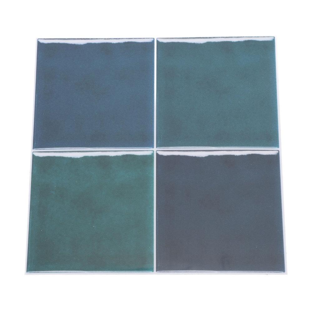 10pcs PVC Peel Stick Backsplash Green Self Adhesive Wall Decals Wall Tile Decals Home Decoration