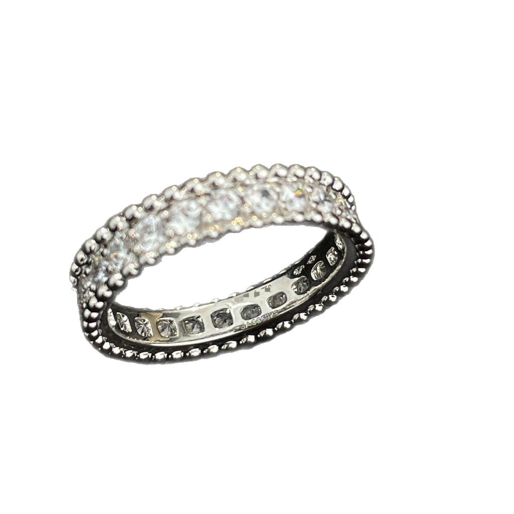 Bead Edge Diamond Ring Inlaid 18K Rose Gold Plated Ring Niche Design High-end Jewelry