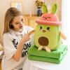 Avocado Rabbit Pattern Air Conditioning Blanket Throw Pillow 2 In 1 Plush Toy