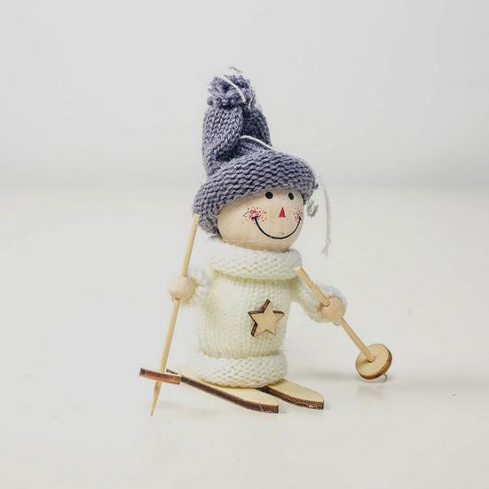 Christmas Ski Girl Doll Handmade Knitted Hat Clothes Reusable Xmas Tree Hanging Gnome Decoration Ornament Pendant Party Holiday Festival Gift