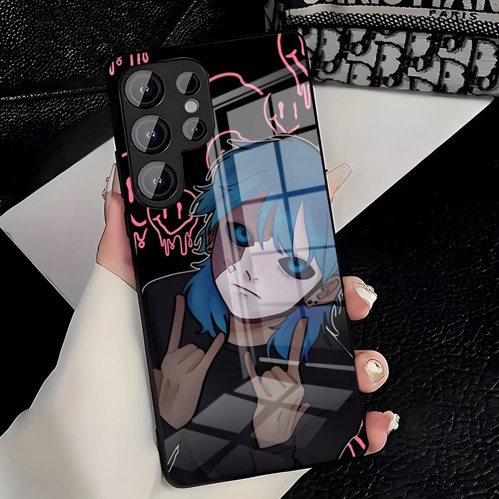 Чехол для телефона S-Sally Face для Samsung A25 A13 A33 5G A54 A36 A35 A56 A52 A14 Ударопрочная стеклянная крышка