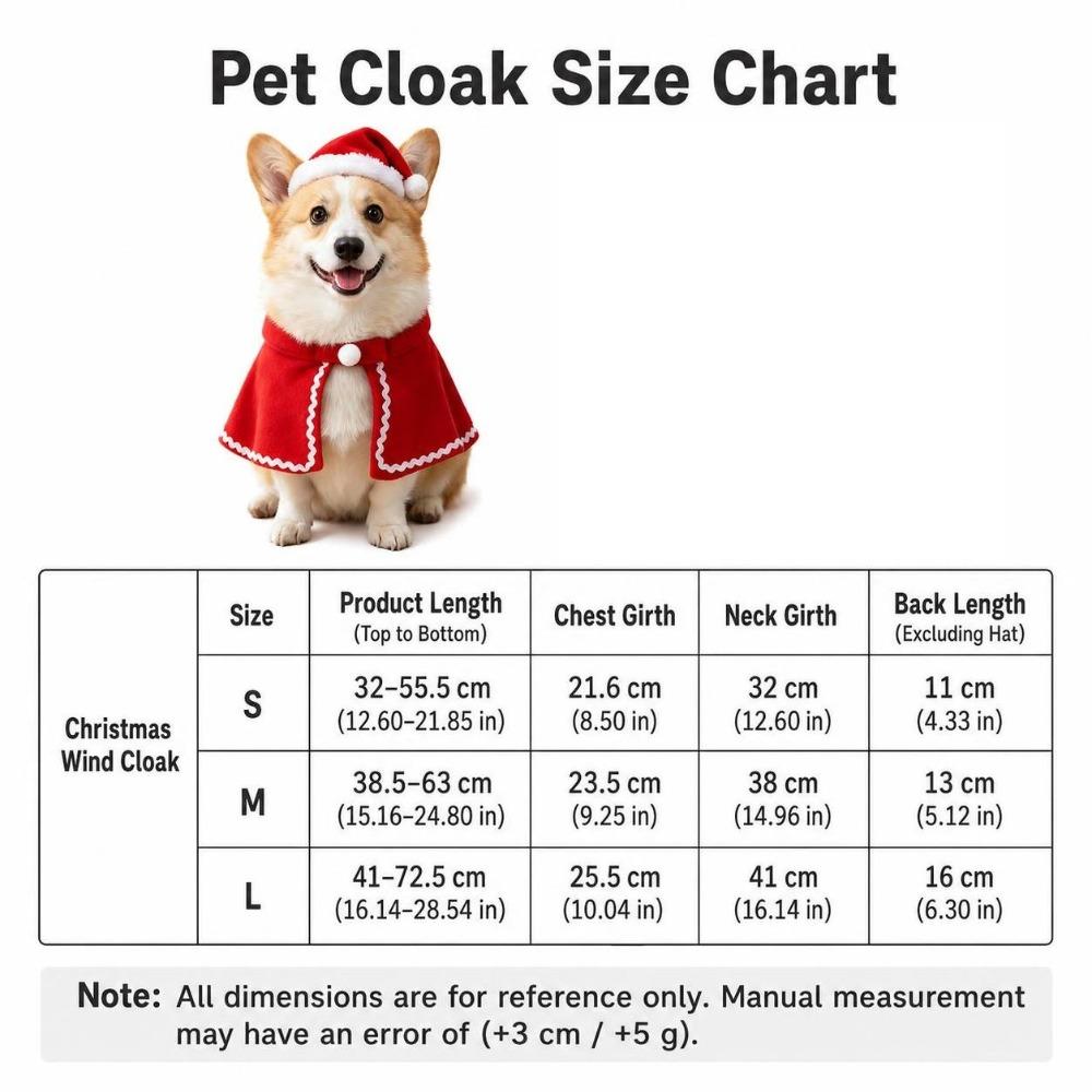 Red Dog Festive Costume Festive Holiday Pet Cloak Cute Pet Christmas Cape Cat Dog