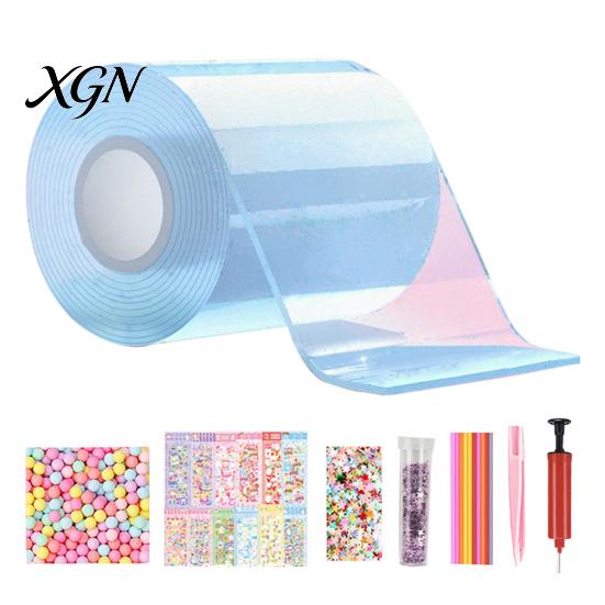 Kids Party Craft Supplies Nano Tape Bubble Kit with Glitter Beads DIY Stress Relief Toy Set Accessories for Adults Creative Making Favors Relaxation