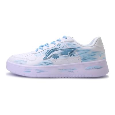 Li Ning Плавающая лодка Устойчивые к истиранию, Легкие и дышащие Низкие кеды для скейтбординга Унисекс Синий Белый AGCS419-1(Команда1218-)