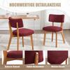 Modern Mid-Century Style Dining Chair Set of 2, Solid Wood Legs Fabric Upholstered Seat for Kitchen, Dining Room or Office (Bordeaux Red Linen Fabric)