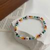 925 Sterling Silver Bracelets for Women Fashion Vintage Couples Handmade Colorful Beads Simple Smiley Face Party Jewelry