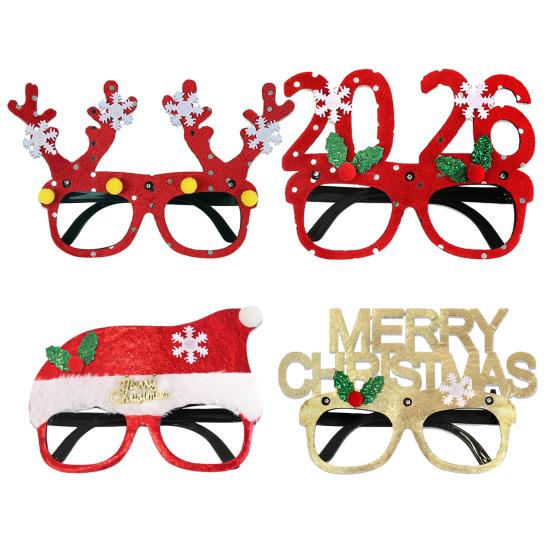 Yousheng 2026 LED Light Up Christmas Glasses Lighted Party Eyewear for Kids Adults Glow Light Up Photo Props for New Year Celebration