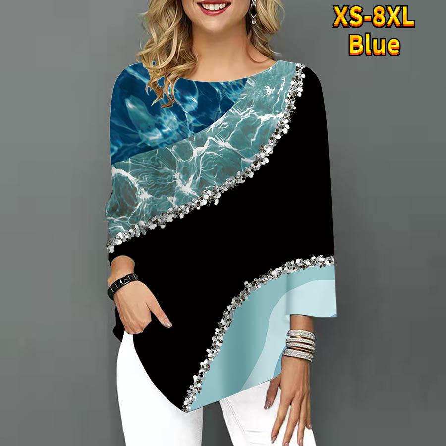 Женская футболка с рукавом три четверти контрастного цвета, футболка с круглым вырезом, свободные рубашки, повседневные футболки