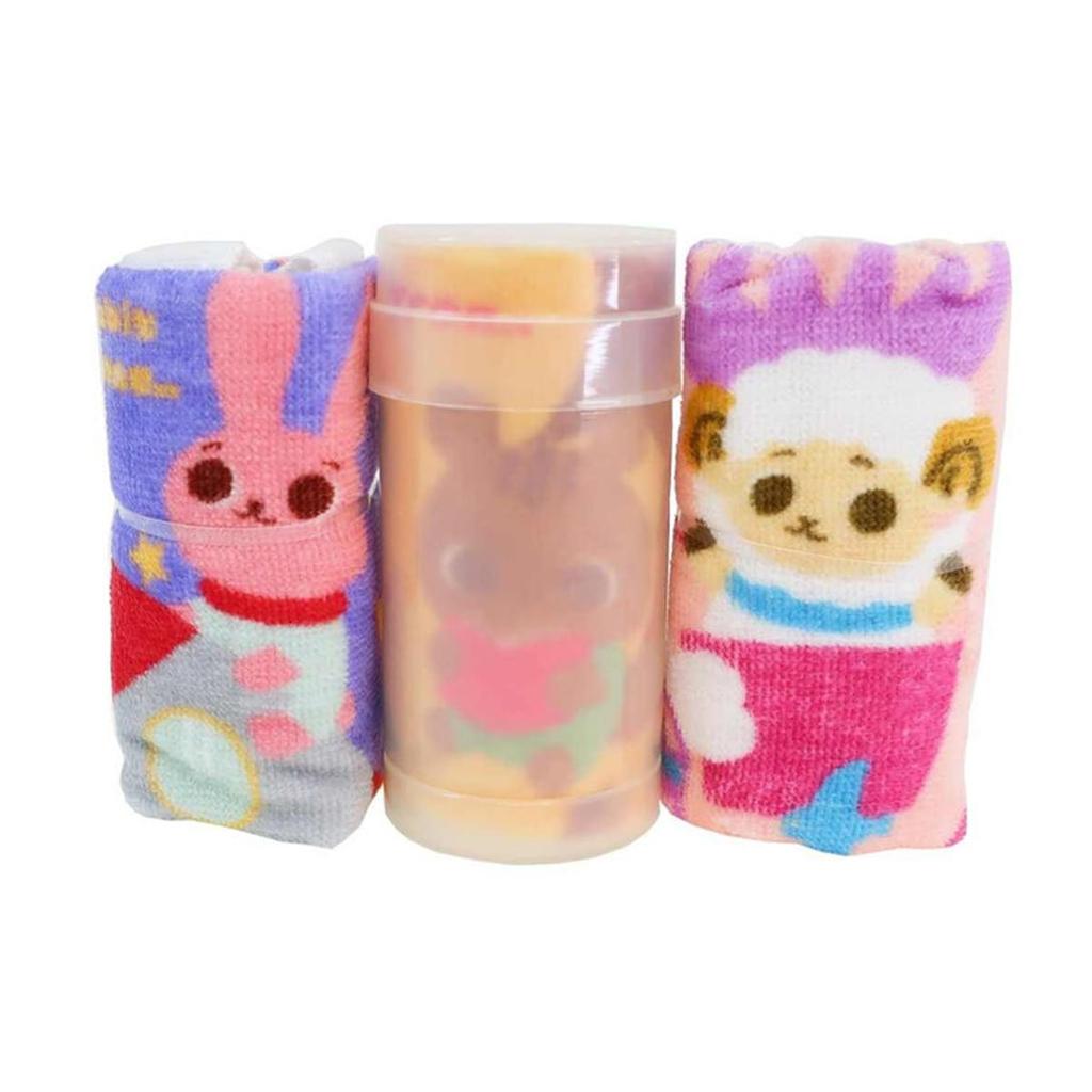 Marushin Piccolino Nature Friends Hand Towel Set with Perfect for and Elementary Perfect for Includes Product (3 Handkerchiefs) Case, Preschool,