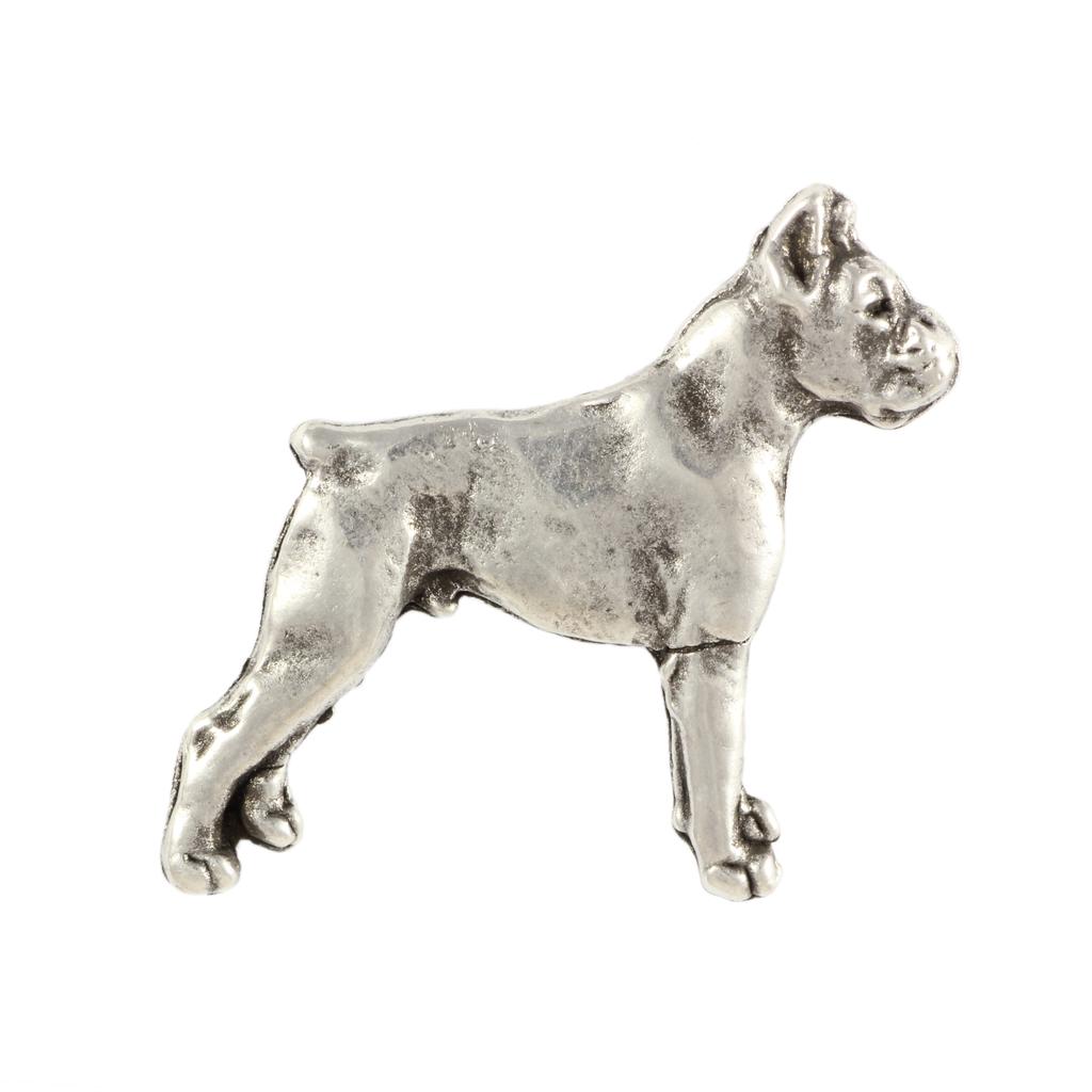Boxer, German Boxer II  - Silver-plated dog brooch, elegant pin, jacket lapel decoration by Art-Dog brand