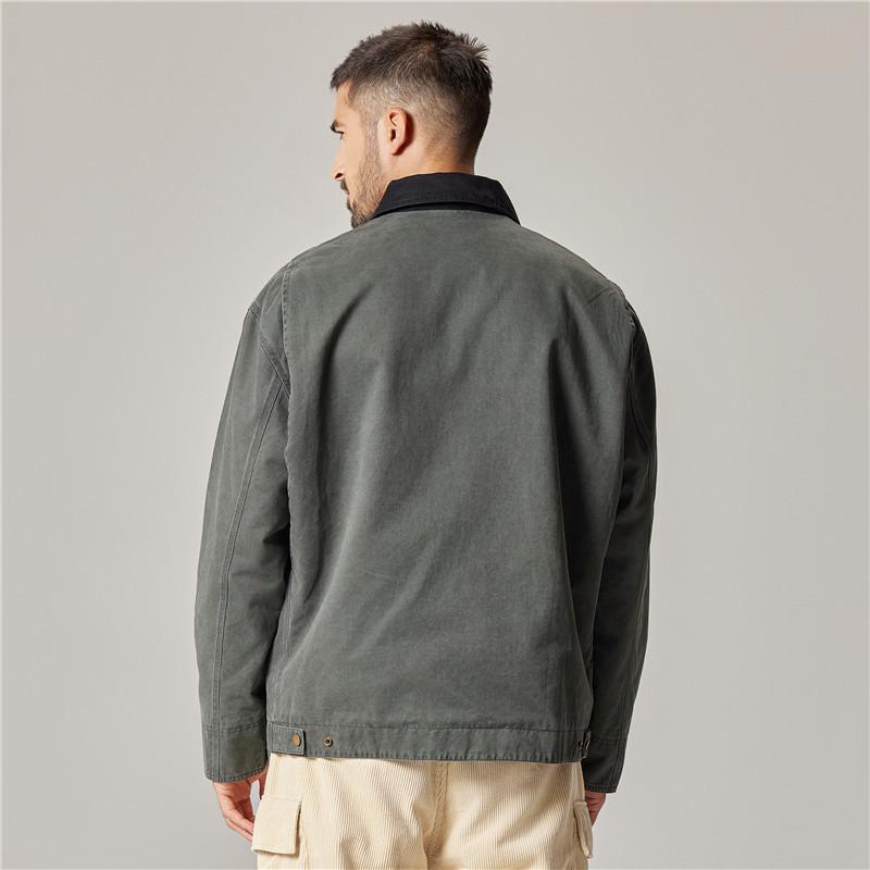 Мужская винтажная рабочая куртка весна-осень, молодежная повседневная куртка с длинным рукавом и прямым подолом