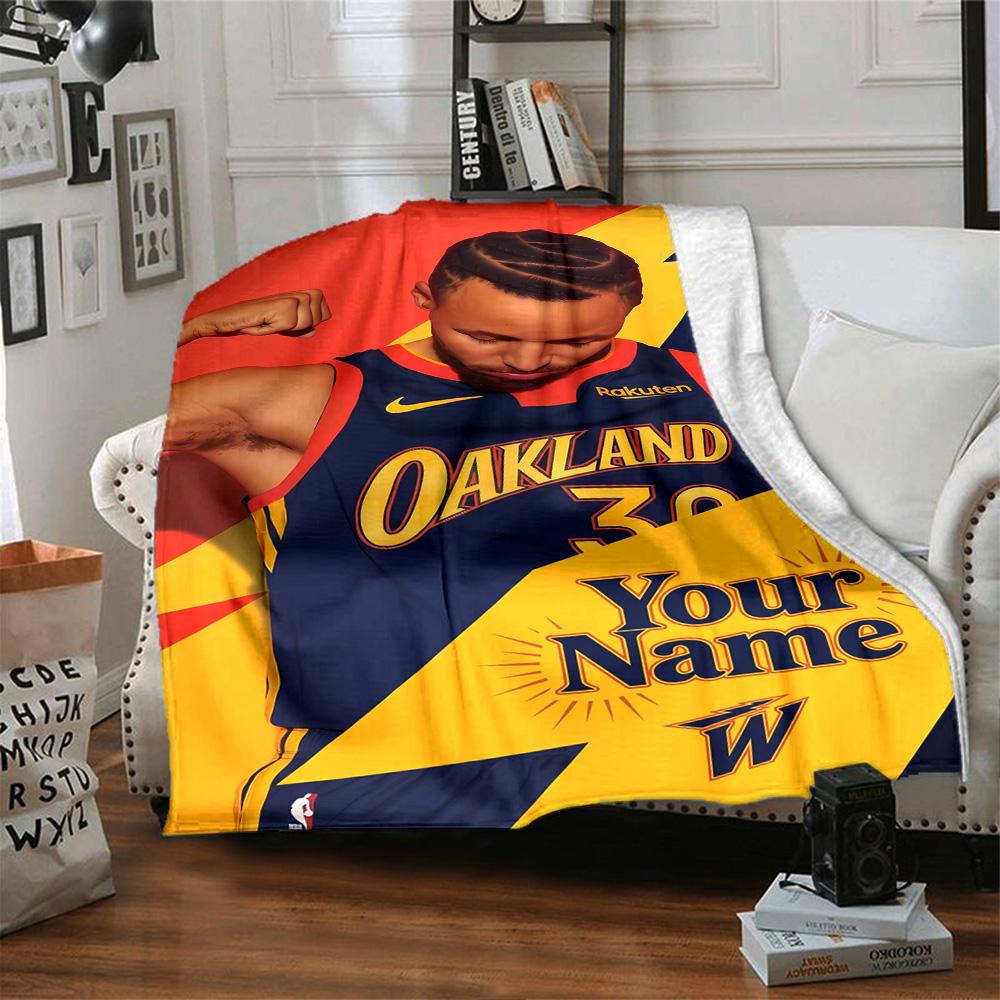 Golden State Warriors Team Personalized Name Blanket Cozy Customizable Blanket Comfortable Perfect for Office Nap Living Room Home Decor