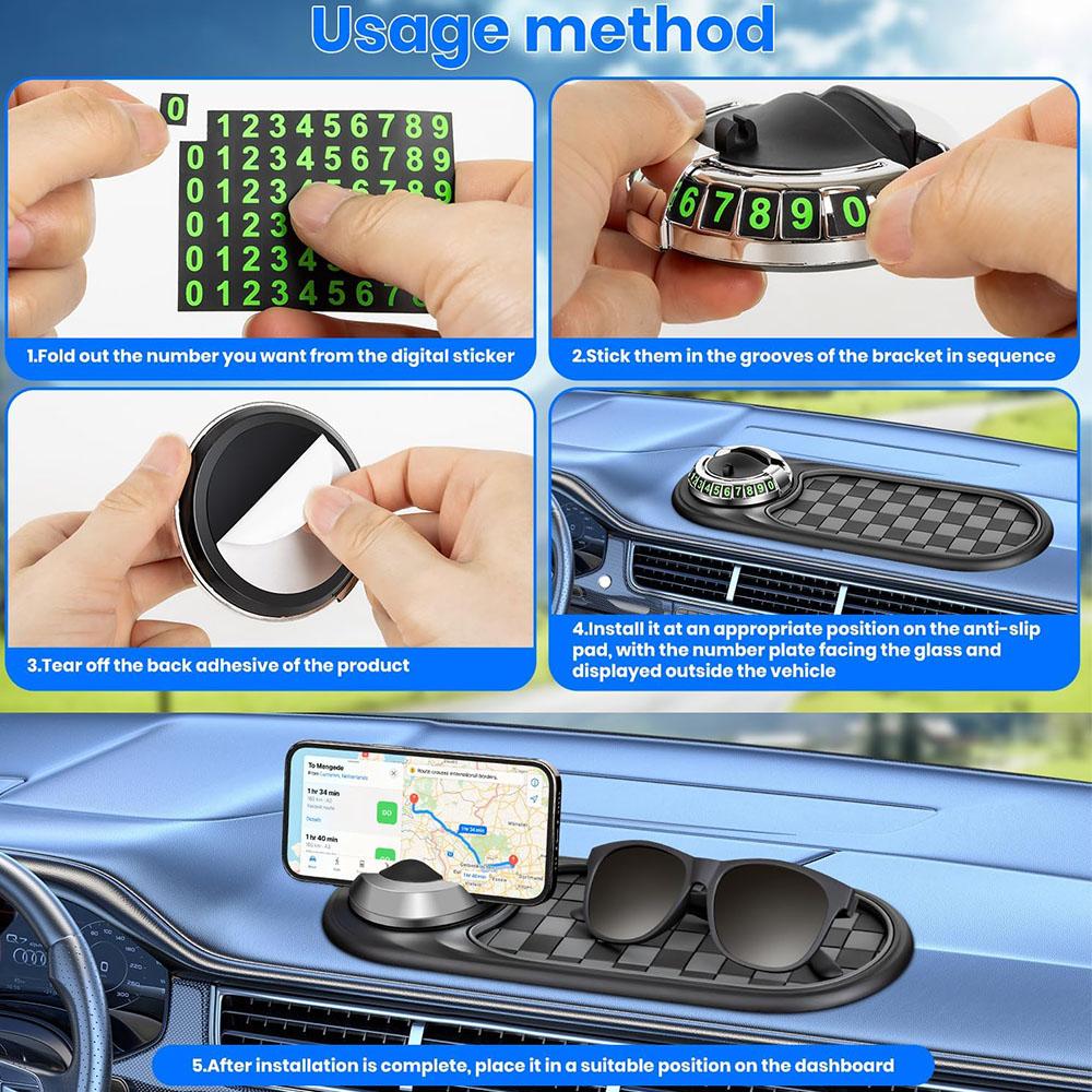 Нескользящий держатель для солнцезащитных очков серая клетка + серебристый кронштейн