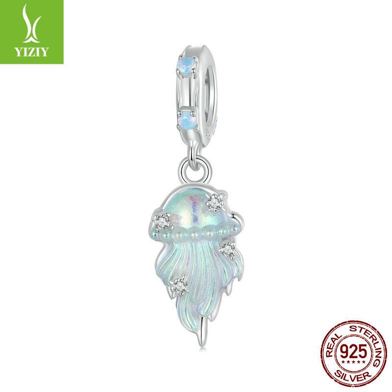 Подвеска Медуза Голубая Мечта Сделай Сам Аксессуары, Летний Океанский Ветер S925 Стерлинговое Серебро Браслет С Бусинами