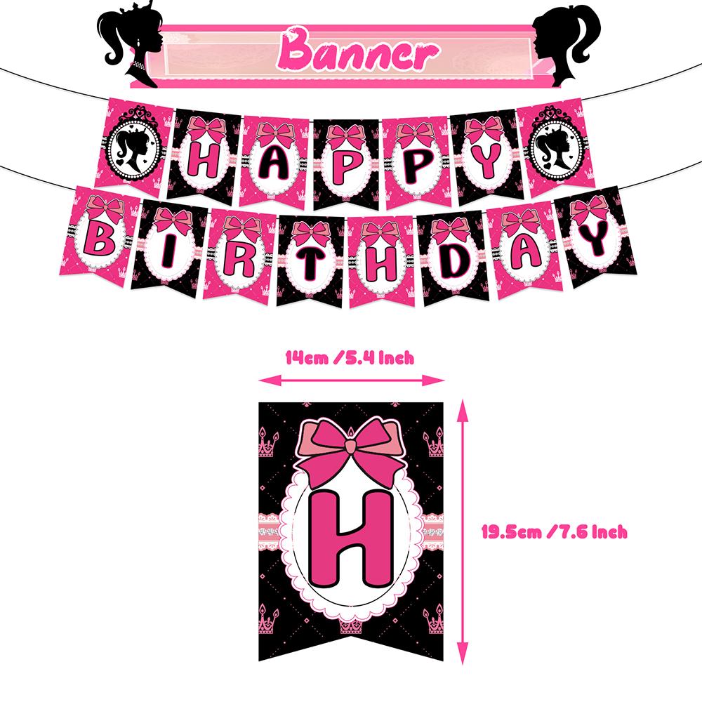 Новые 32 шт. украшений для вечеринки в стиле Барби на день рождения включают баннер, воздушные шары, топперы для торта