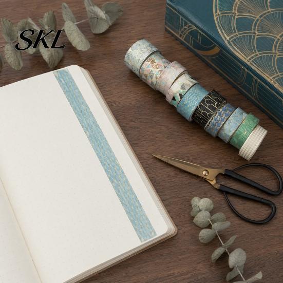 Hot Stamping Washi Tape 10 Rolls Metallic Foil Tape, Decorative Masking Tapes for Junk Paper-safe Adhesive Journal Supplies, Arts, DIY Crafts,