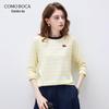 KEMONG BOKA Женская полосатая вязаная футболка из смеси шелка-тусса и других волокон