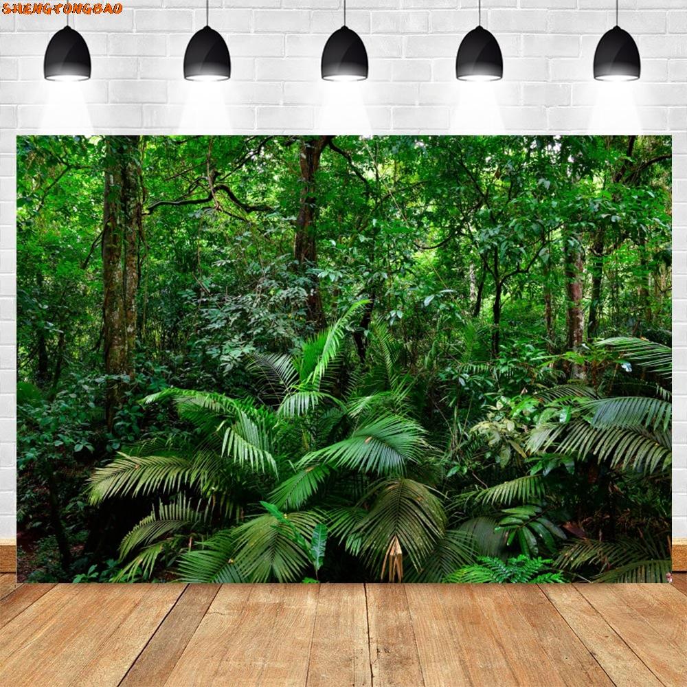 Tropical Rainforest Backdrop Green Trees Baby Shower Birthday Party Portrait Photography Background Wall Decor Photostudio Props