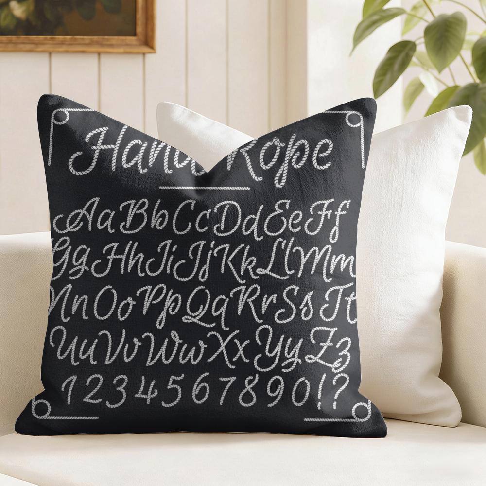 Handwritten Fonts Pattern Cushion Cover Natural Linen Pillow Cover DoubleSided Print Cushion Cover for Sofa Home Decor
