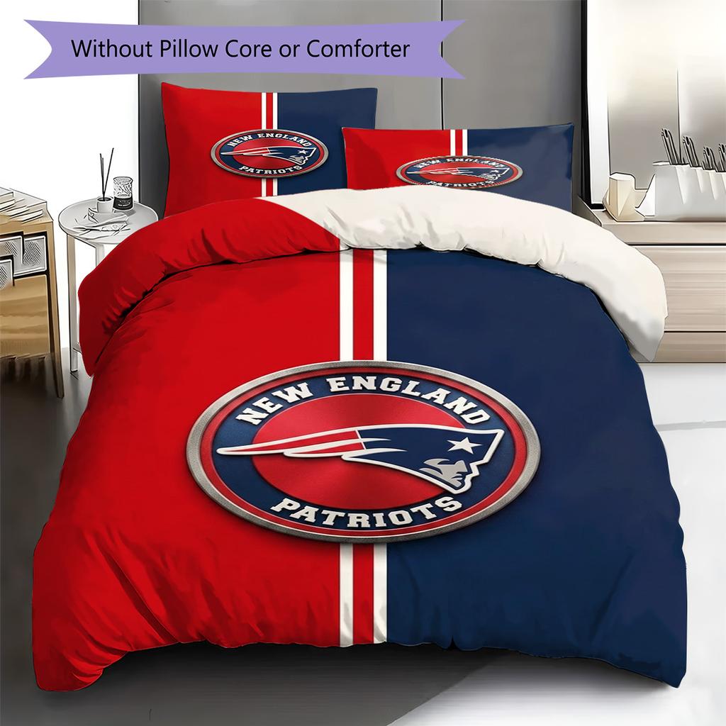 New England Patriots Logo Pattern Bedding Set Quilt Cover Pillowcase Home Decor Gift (1 * duvet cover + 2 * pillowcase, without co