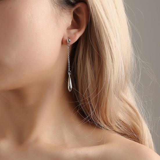 1 пара женских серег-подвесок с длинной кисточкой, в форме капли воды, полированные, однотонные, легкие, висячие, для выпускного вечера, вечеринки, свадьбы