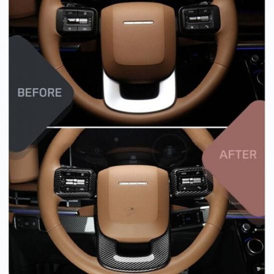 Carbon Fiber Steering Wheel Decorative Cover Trim For Hyundai Santa Fe 2024 2025