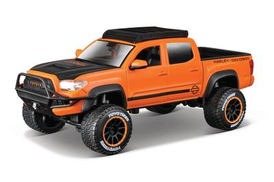 Maisto Масштаб 1/27 Toyota 2023 Tacoma TRD PRO Черный/Оранжевый Серия Harley-Davidson Custom / Модель автомобиля из литого металла, Готовая модель 32275