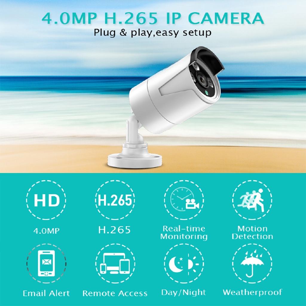 HB624 H.265 4MP 1080P IP-камера безопасности POE ONVIF Открытый IP66 Водонепроницаемая видеокамера видеонаблюдения P2P