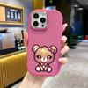 Phone case: 2D flat design suitable for iPhone 18 17 16 15 14 13 Pro protective case, couple style, golden brown little bear, Christmas and Halloween 