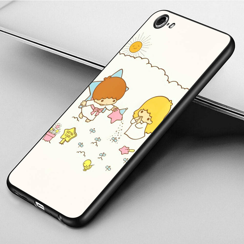 Чехол KT66 Cute Little Twins Star для Xiaomi Poco X6 X4 M5 M6 F5 F6 C65 C55 C50 C51 C40 Redmi Note 7 8 14C A3X 13C 12C 11 10A 9C Pro Black Sofe Cover