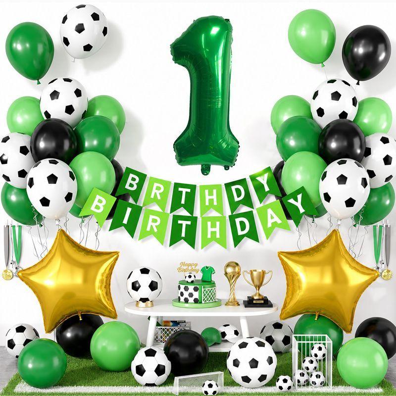 Soccer-Themed Birthday Number Aluminum Foil Balloon Set for Children's Birthday Party Decorations