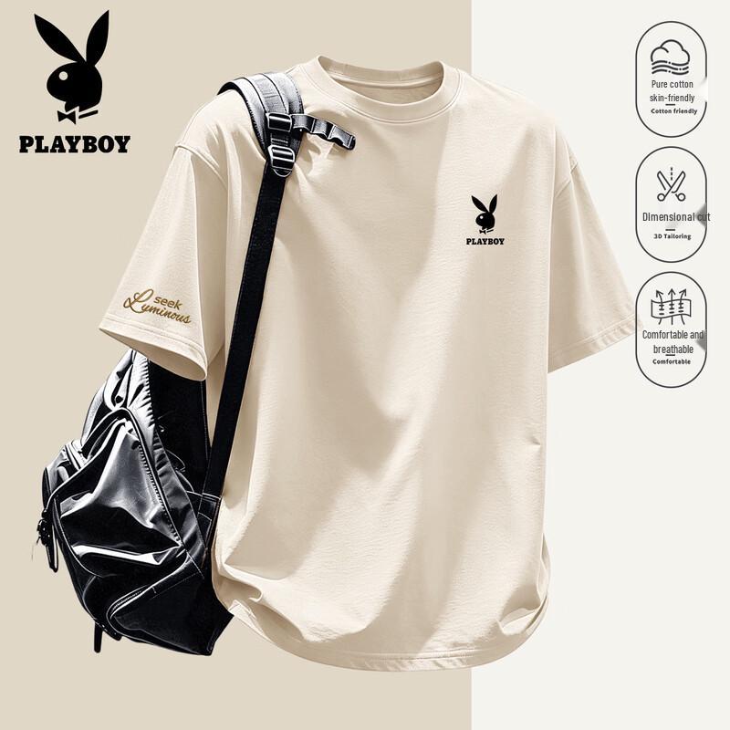 Playboy Men's 2026 Summer Casual Breathable Cotton T-Shirt