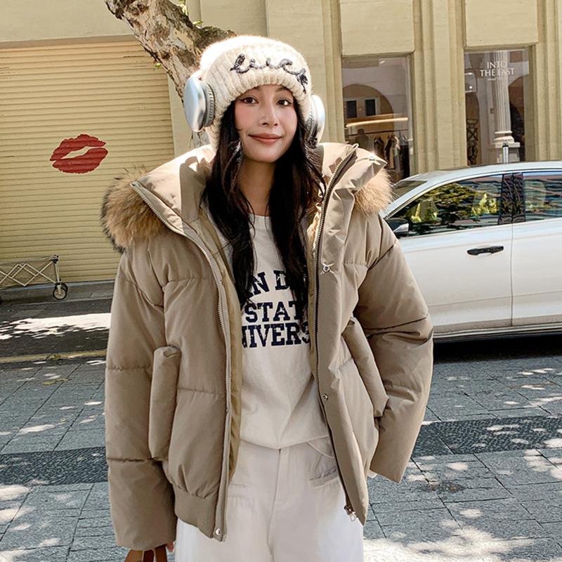 Осень-зима, утепленная теплая парка, женская повседневная милая однотонная Свободная куртка с капюшоном и большим карманом, верхняя одежда