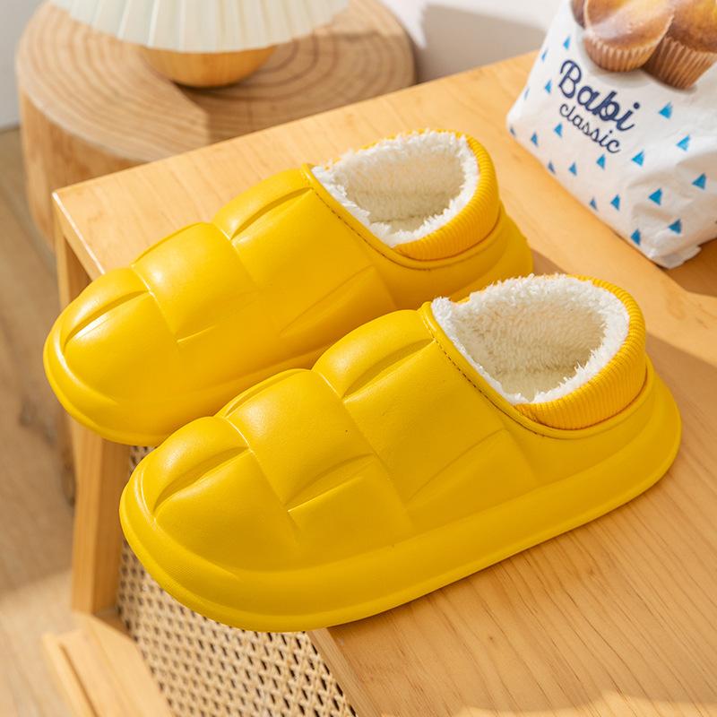 New Winter Home Waterproof Cotton Shoes for Women Men Warm Ankles Plush Cozy Slides Indoor Outdoor Soft Sole Wrap Heels Slippers