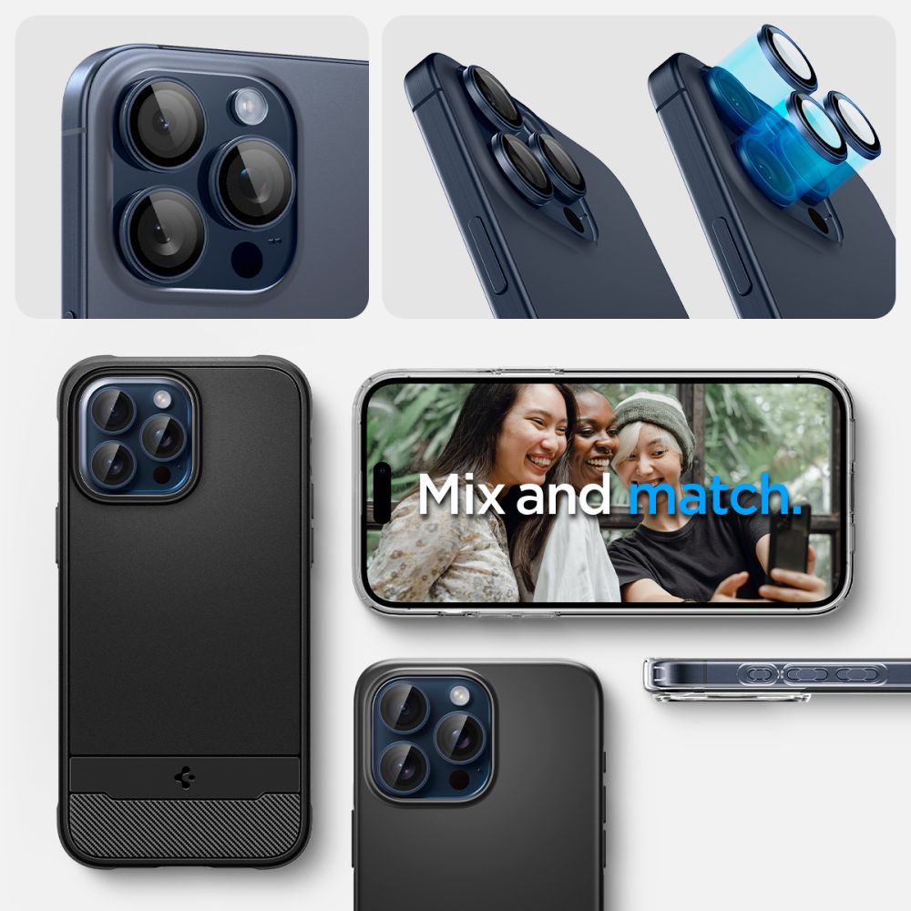 Osłona Aparatu Spigen Optik.tr Ez Fit Camera Protector 2-Pack Iphone 14 Pro / Pro Max / 15 Pro / Pro Max Blue Titanium