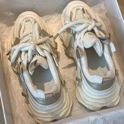 Женские массивные кроссовки на платформе 2025 Весна Новинка Толстая подошва Комфорт Обувь на толстой подошве Женские Толстая подошва Шнуровка Повседневная обувь