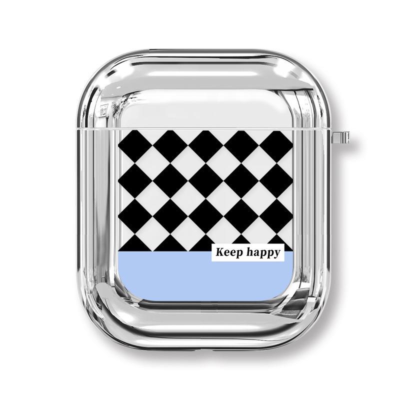 Чехол для наушников Zhitai Checkerboard Electroplating с ремешком для AirPods Pro 2/3 поколения