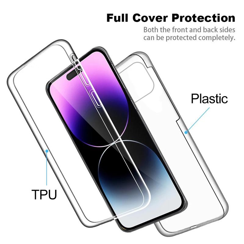 Чехол для iPhone 15 Pro Max 360, противоударный защитный чехол из ПК + ТПУ, чехлы для телефонов для iPhone 15 Pro Max 15Pro 15ProMax, мягкий силиконовый чехол