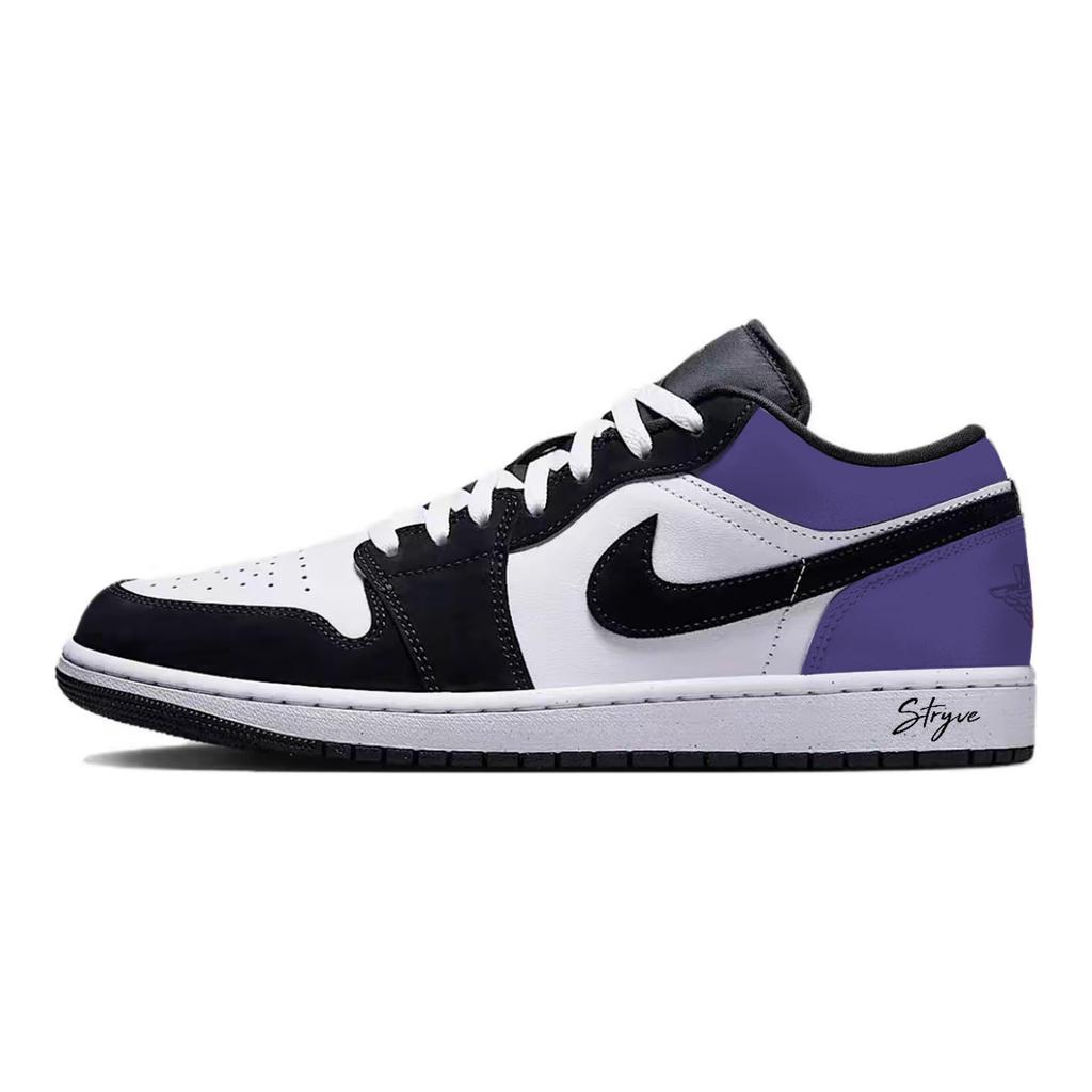 Jordan Air Jordan 1 Purple Toes Низкие кроссовки для баскетбола с защитой от истирания, винтажные, унисекс, Черно-фиолетовые HF3148-106(Команда1291-)