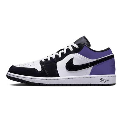 Air Jordan 1 Purple Toes Низкие кроссовки для баскетбола с защитой от истирания, винтажные, унисекс, Черно-фиолетовые HF3148-106(Команда1291-)