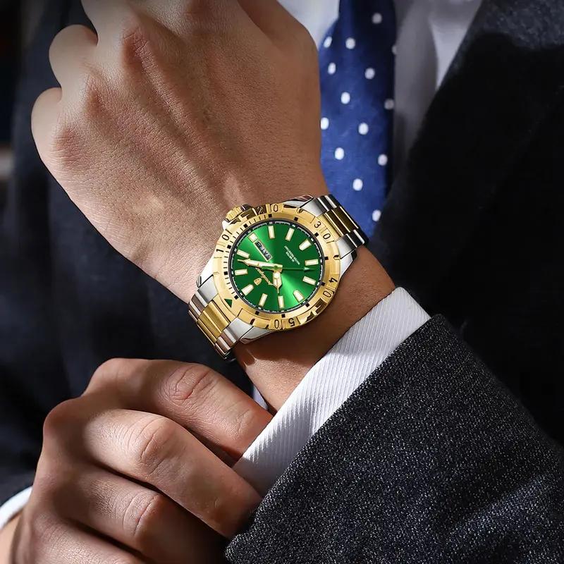 POEDAGAR Кварцевые мужские часы водонепроницаемые светящиеся дата недели мужские часы военные мужские часы из нержавеющей стали спортивные мужские часы