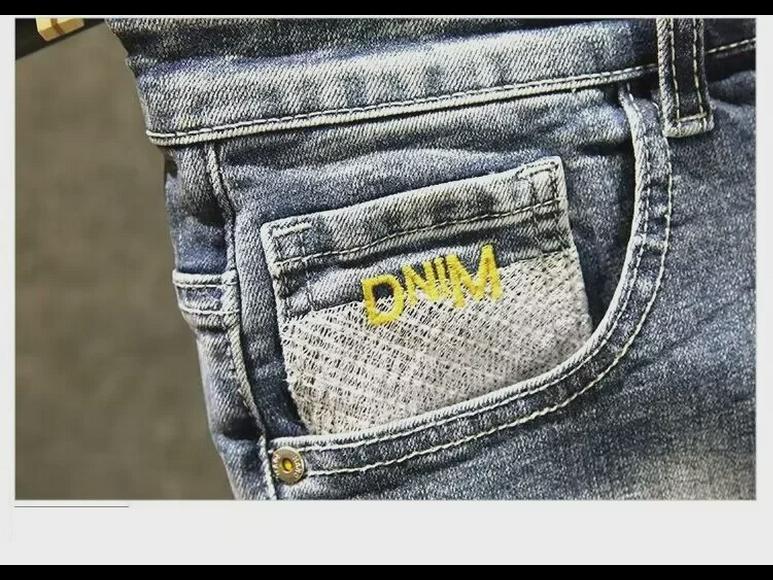 Men's Trendy Elastic Slim Fit Denim Shorts, Ripped Skinny Mid-Length for Summer