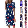 Пляжные платья для женщин, весна-лето, элегантное платье с V-образным вырезом и принтом «День независимости», струящееся гавайское макси-платье со сборками
