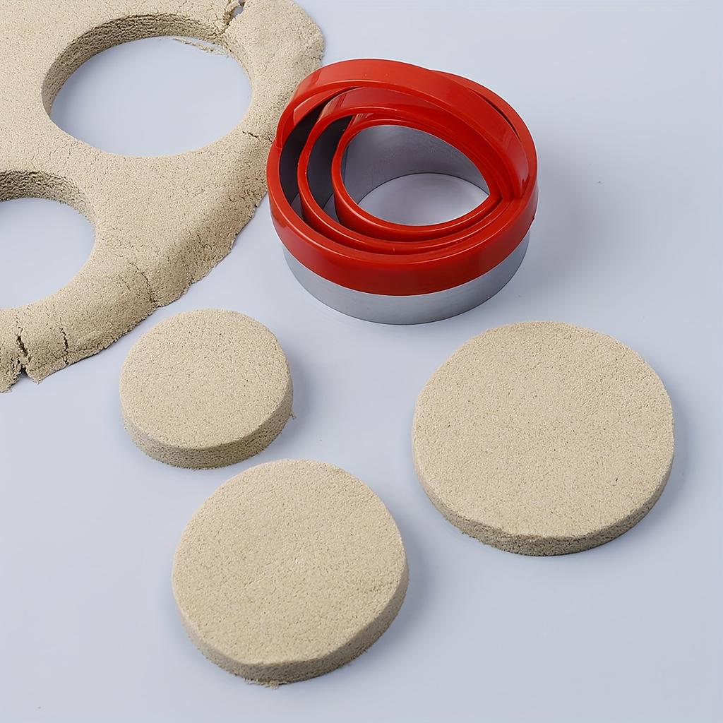 Красный Круглый Набор Формочек для Печенья из 3 штук с Ручкой Формы из Нержавеющей Стали Выпечка Тесто Торт Инструменты для DIY