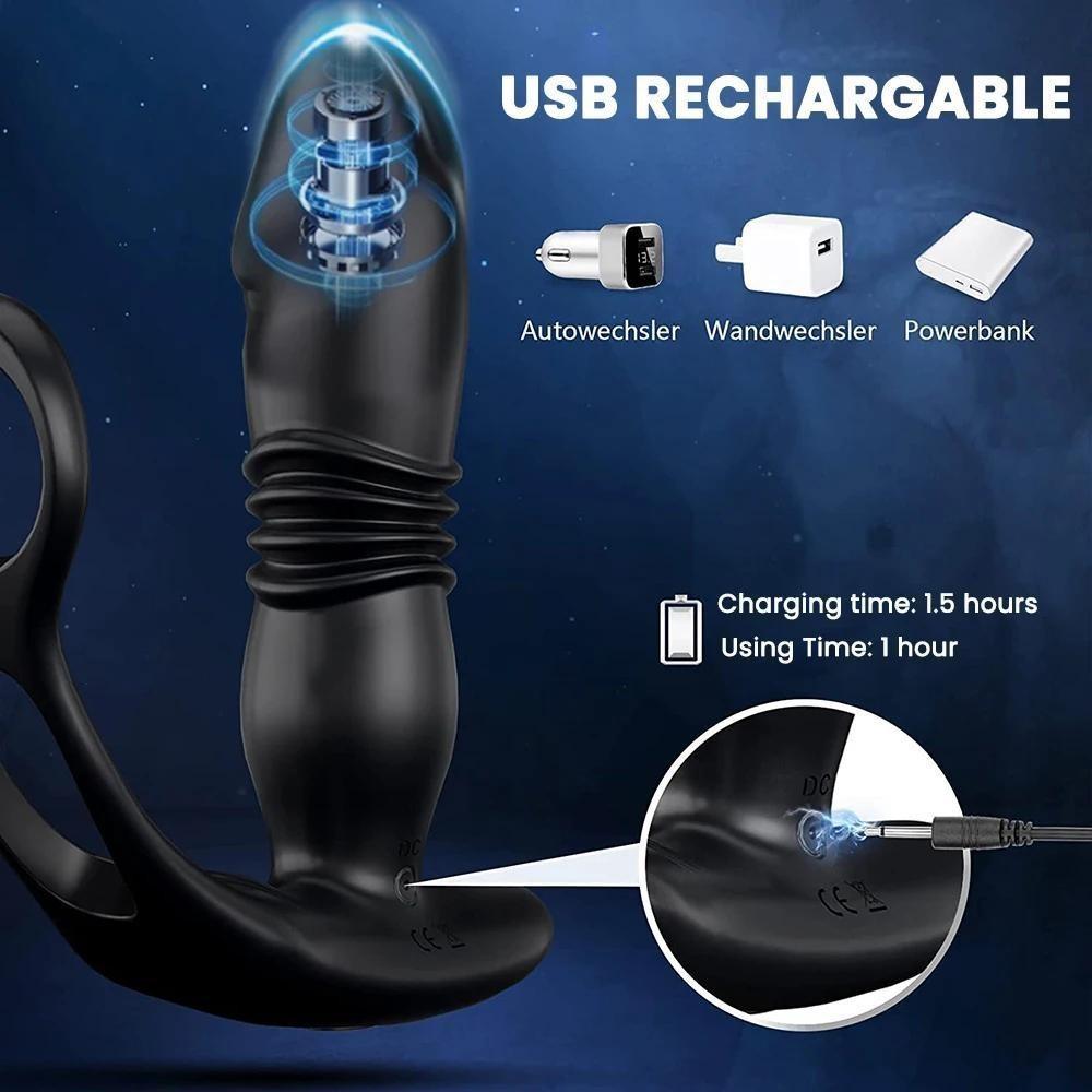 Male Sex Toys Prostate Massager 4 In 1 Vibrating Cock Ring Penis Ring with Remote Control 7 Patterns G Spot Vibrator Adult Sex Toys for Couples