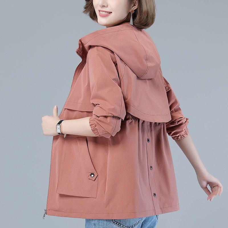 Свободное пальто Женское 4XL Повседневная куртка для мам Весна Осень Куртка Женская Хаки С Капюшоном Ветровка Верхняя Одежда Женская