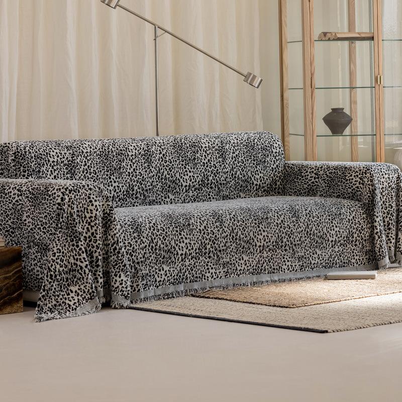 -Leopard Print Chenille Sofa Towel Cover, Throw Blanket, Anti Scratch, Couch Slip Covers, One Piece, Universal All Season