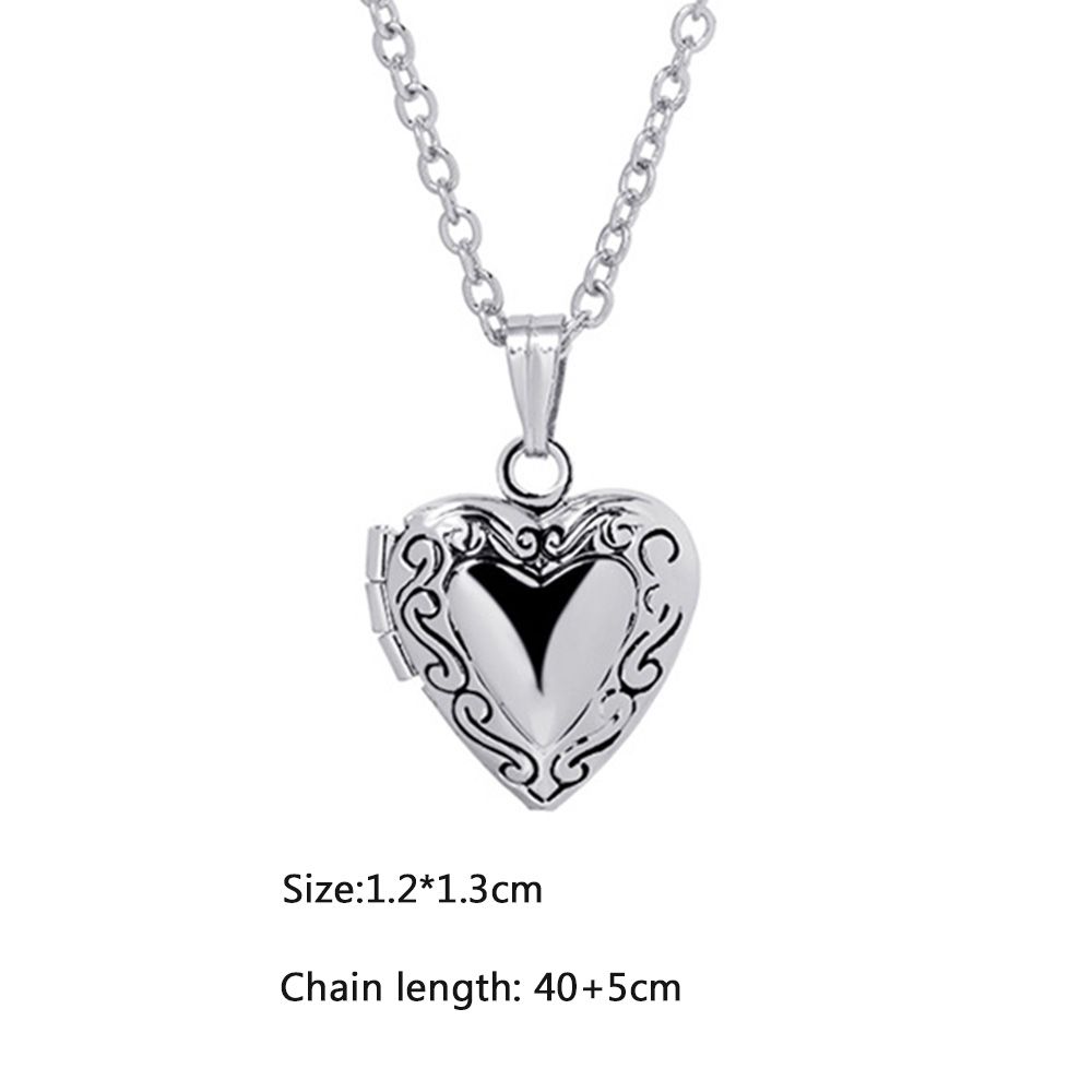 Lover Chain Jewelry Forever and Always Carved Heart Shaped Pendant Photo Picture Locket Necklace